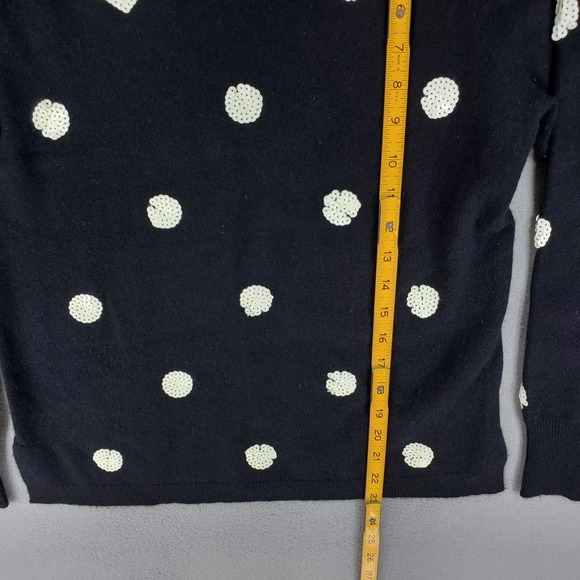 J Crew Everyday Cashmere Crewneck Sweater Womens S Sequin Polka Dots Black - Picture 6 of 6